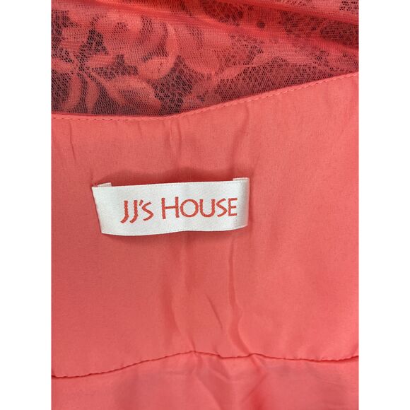 NWT JJs House Watermelon One Shoulder Long Lace Chiffon Bridesmaid‎ Dress US10 - Picture 3 of 14